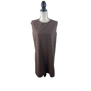 MNG Plaid Sleeveless Dark Academia Sheath Dress Conservative Modest 6